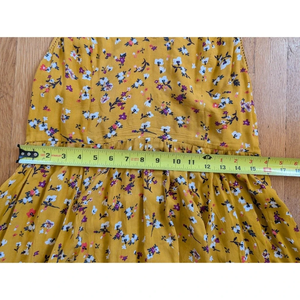Cooperative Cindy Dress Size 10 Mustard Yellow Ditsy Floral Preppy Cottage Boho